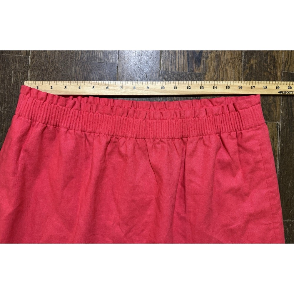 J. Crew Skirt Womens Size 16 Red Linen Blend Midi Pockets Preppy BF230 NEW - Picture 6 of 10